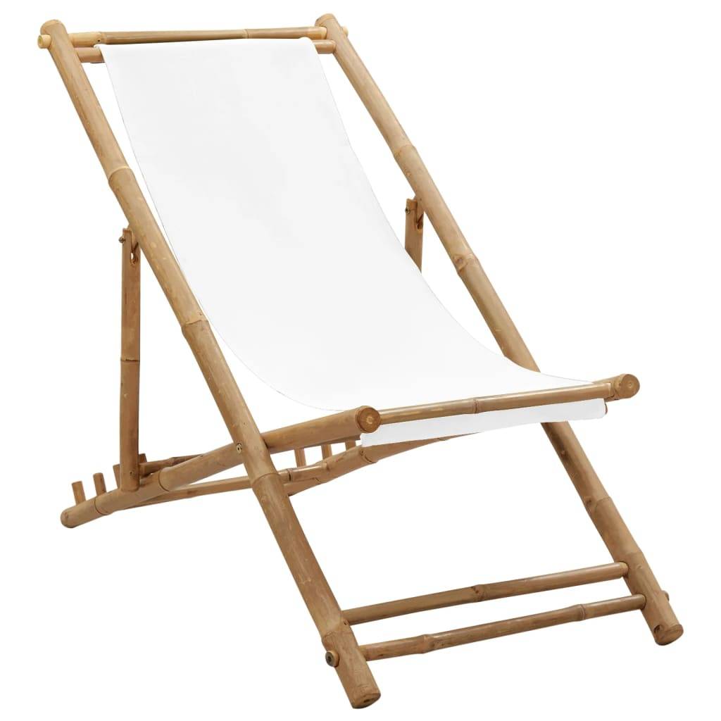 vidaXL Liegestuhl Bambus und Canvas-0