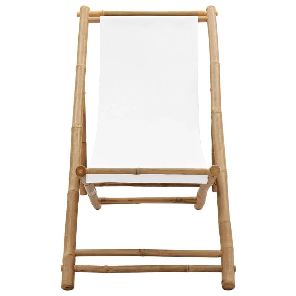 vidaXL Liegestuhl Bambus und Canvas-1