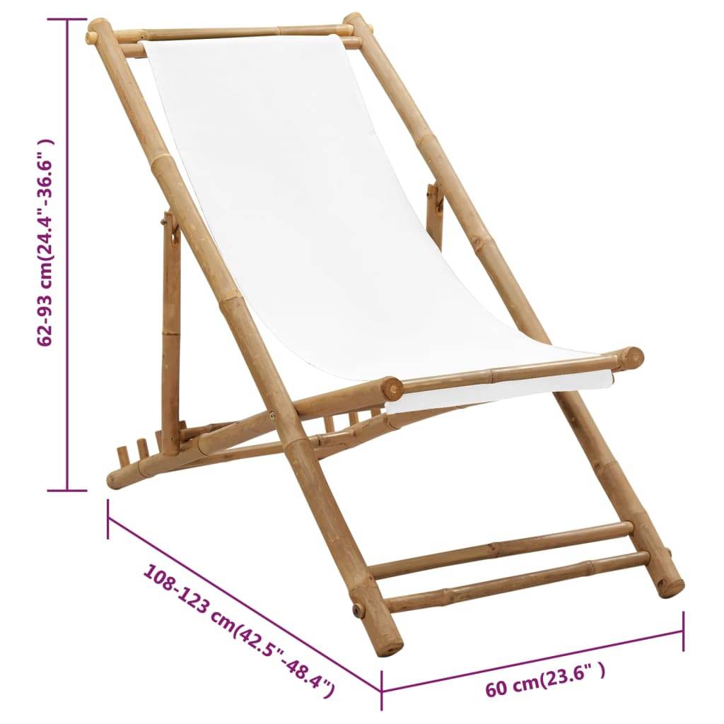 vidaXL Liegestuhl Bambus und Canvas-4