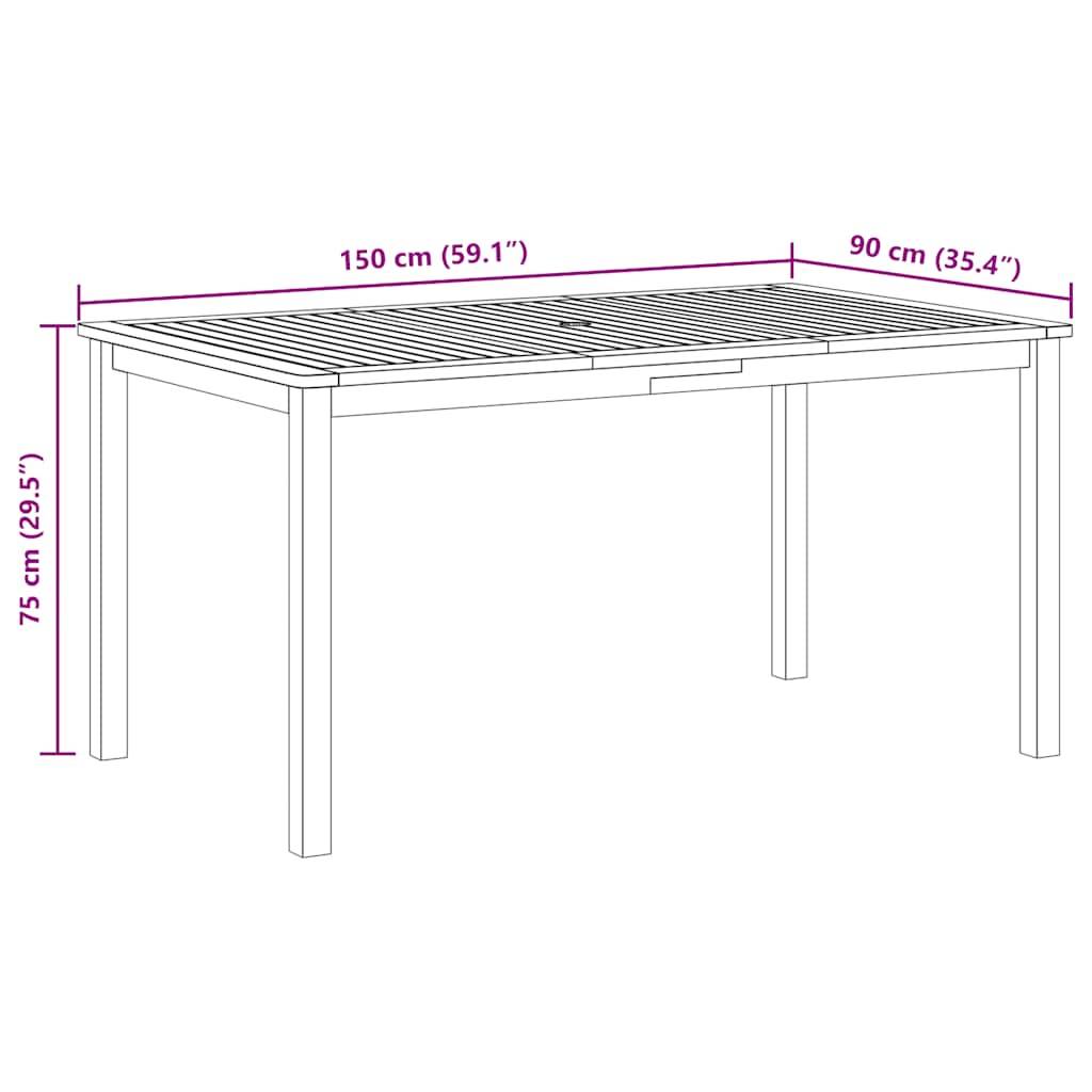 vidaXL Gartentisch 150x90x74 cm Massivholz Akazie-4