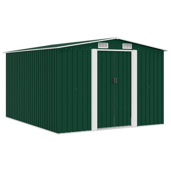 vidaXL Gerätehaus 257x298x178 cm Metall Grün