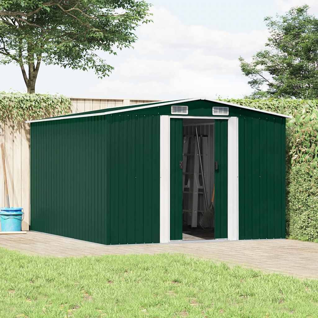 vidaXL Gerätehaus 257x298x178 cm Metall Grün-1