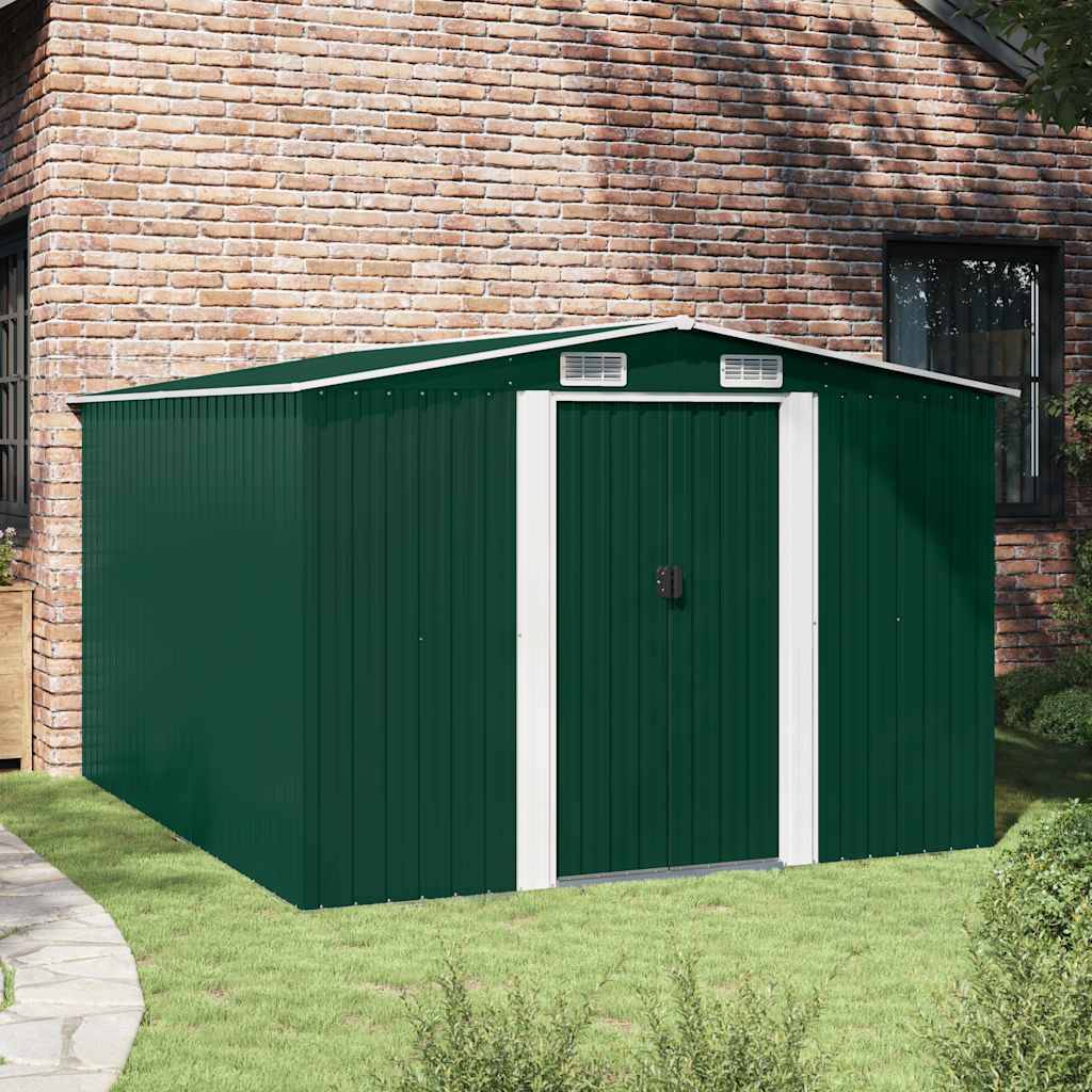vidaXL Gerätehaus 257x298x178 cm Metall Grün-2