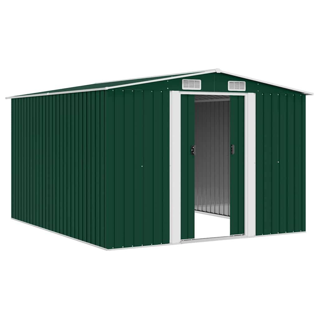 vidaXL Gerätehaus 257x298x178 cm Metall Grün-3