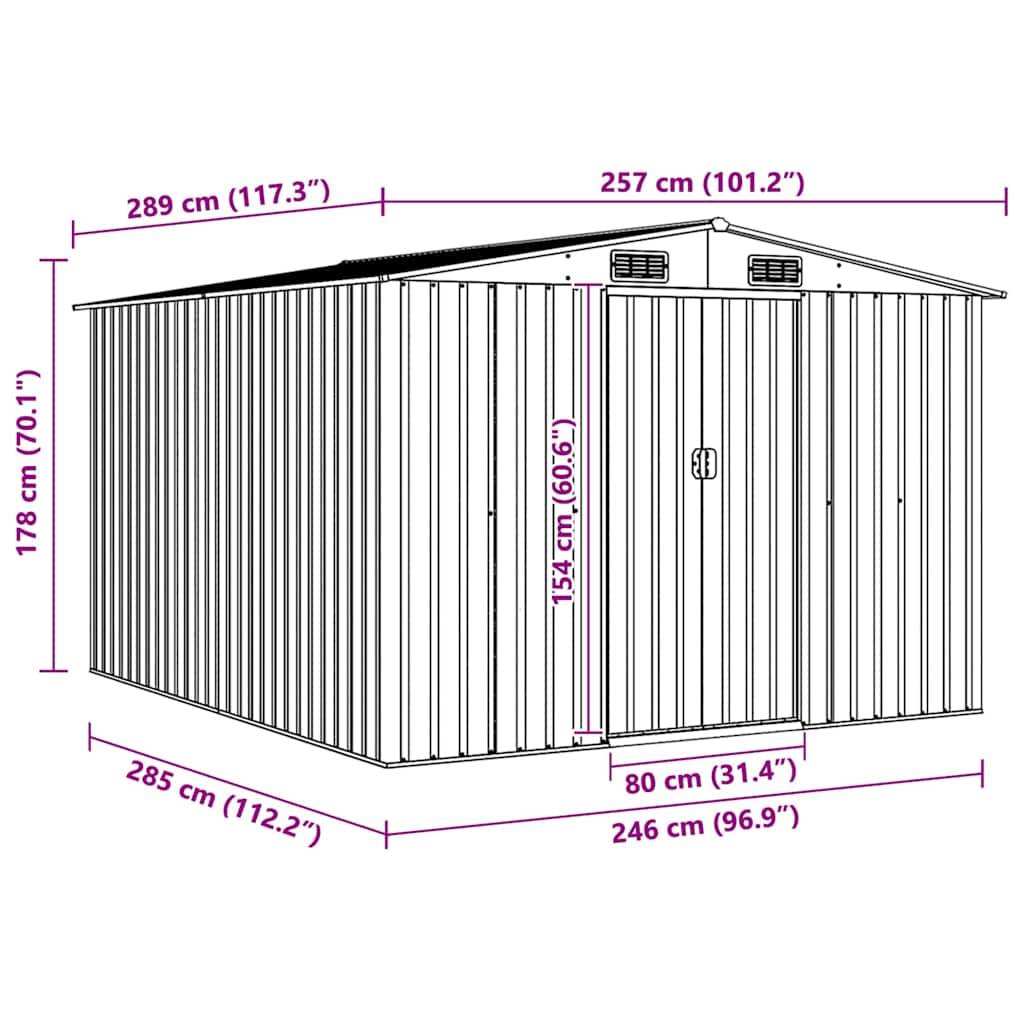 vidaXL Gerätehaus 257x298x178 cm Metall Grün-4