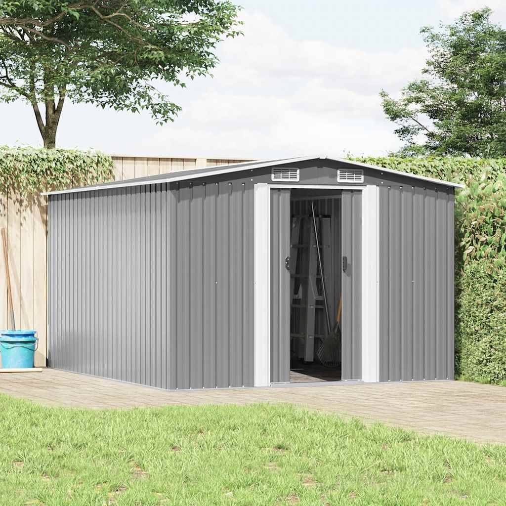 vidaXL Gartenhaus 257x298x178 cm Metall Grau-1