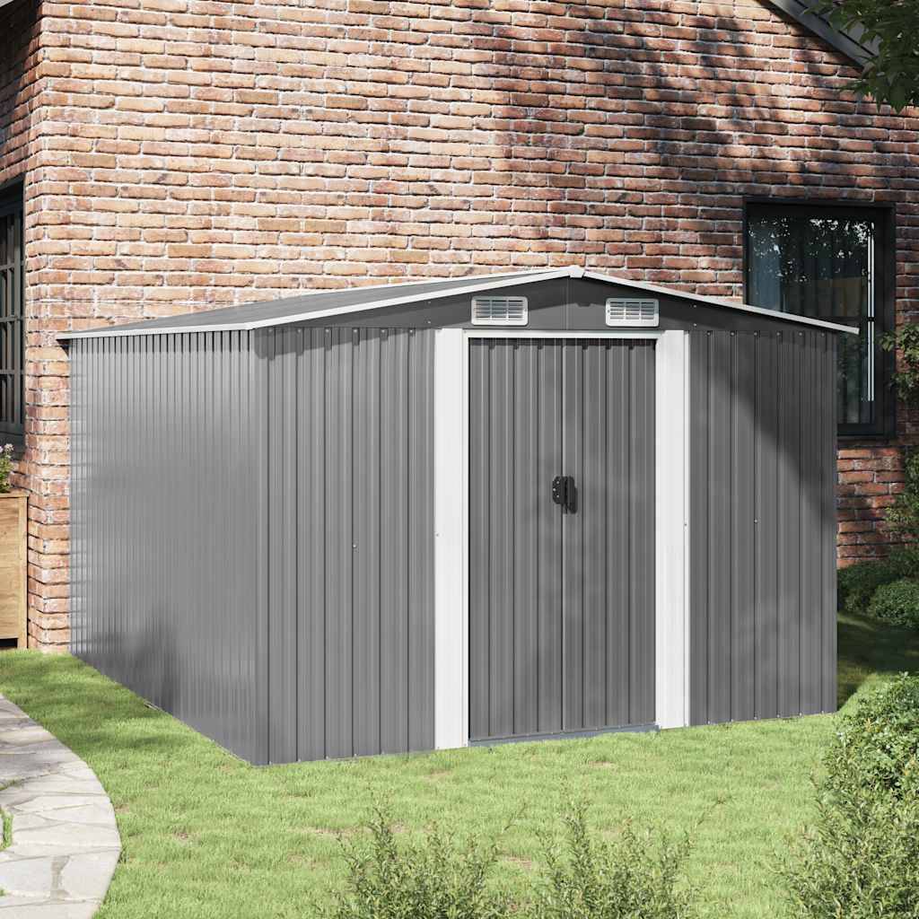vidaXL Gartenhaus 257x298x178 cm Metall Grau-2