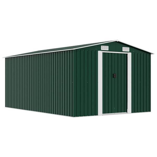 vidaXL Gerätehaus 257x392x181 cm Metall Grün