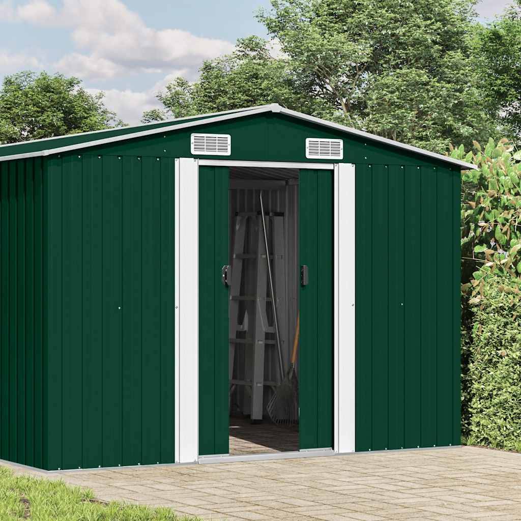 vidaXL Gerätehaus 257x392x181 cm Metall Grün-1