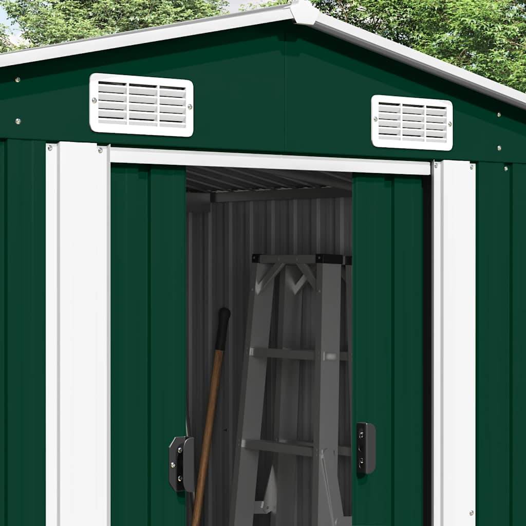 vidaXL Gerätehaus 257x392x181 cm Metall Grün-2