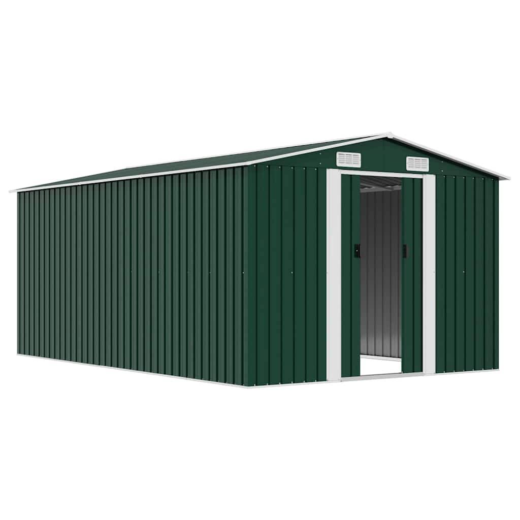 vidaXL Gerätehaus 257x392x181 cm Metall Grün-3