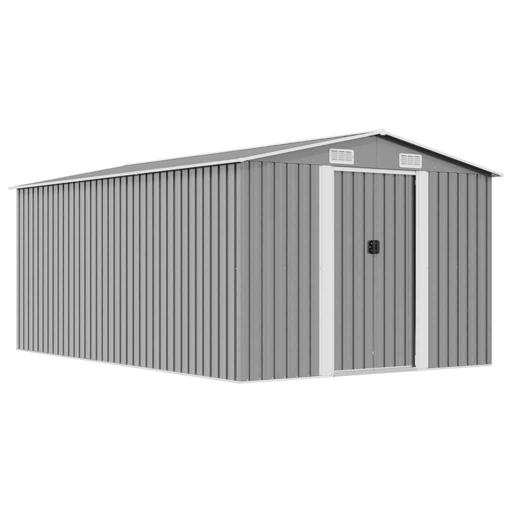 vidaXL Gerätehaus 257x392x181 cm Metall Grau-1