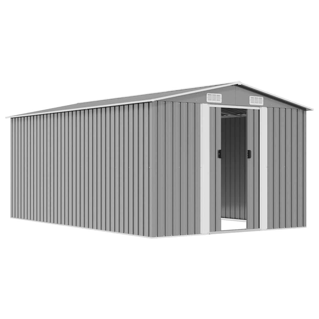 vidaXL Gerätehaus 257x392x181 cm Metall Grau-2