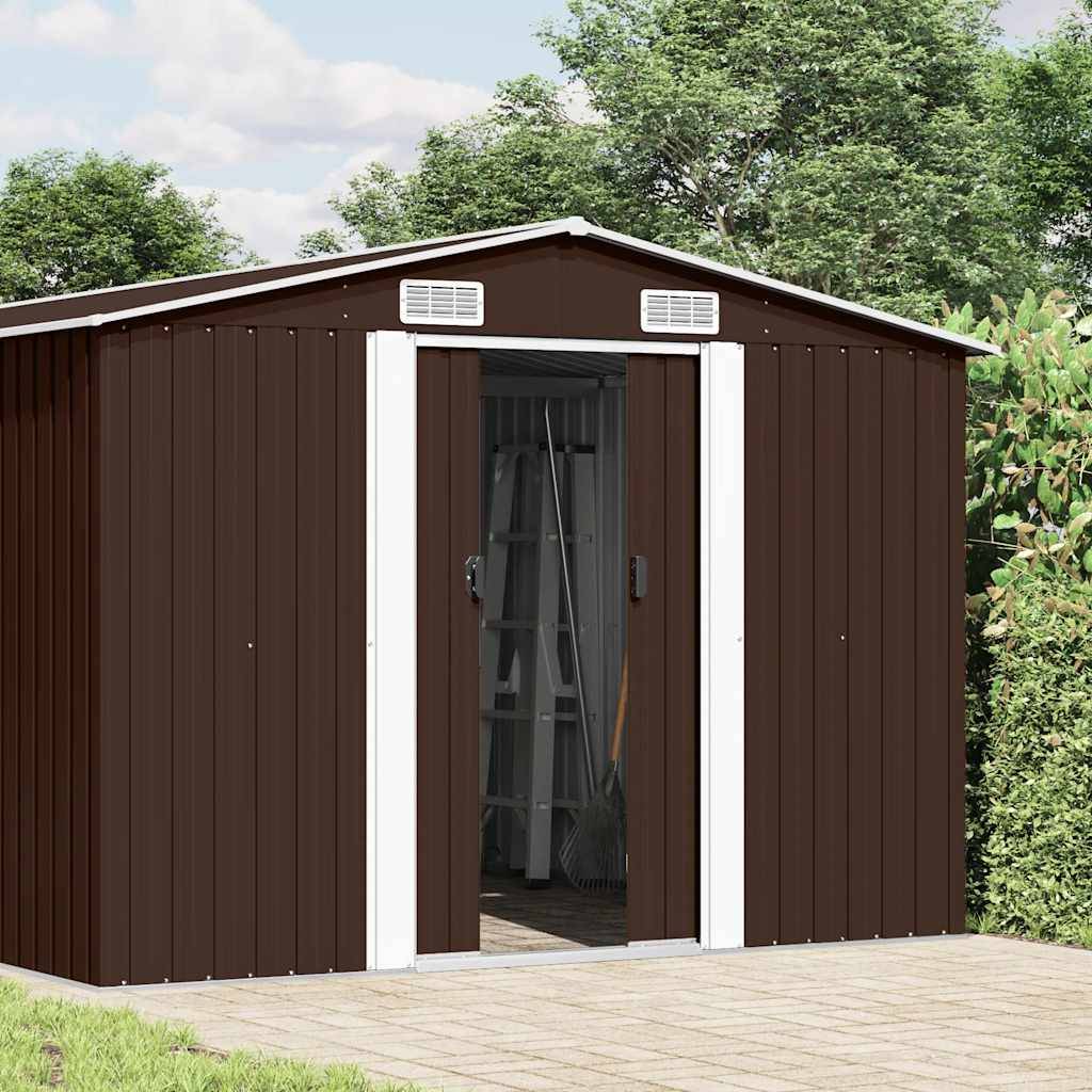 vidaXL Gerätehaus 257x392x181 cm Metall Braun-1