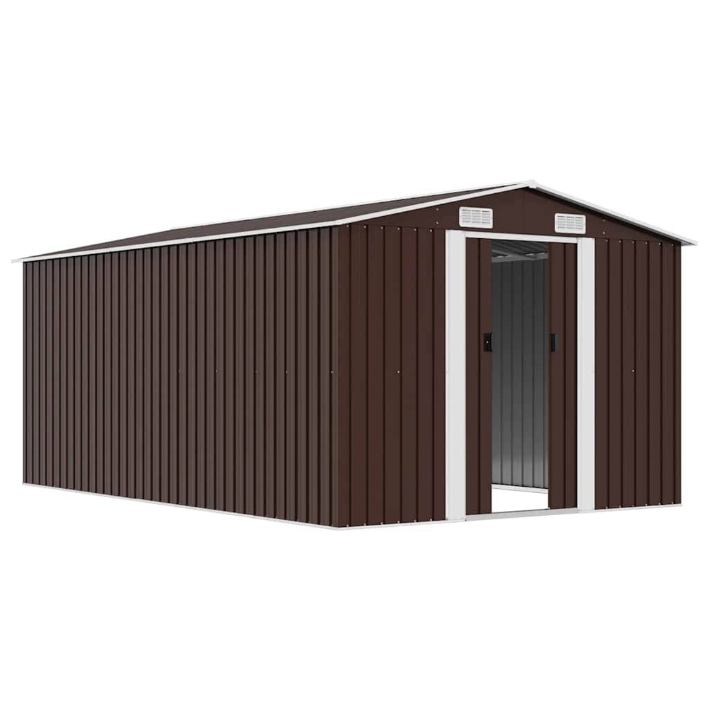 vidaXL Gerätehaus 257x392x181 cm Metall Braun-3