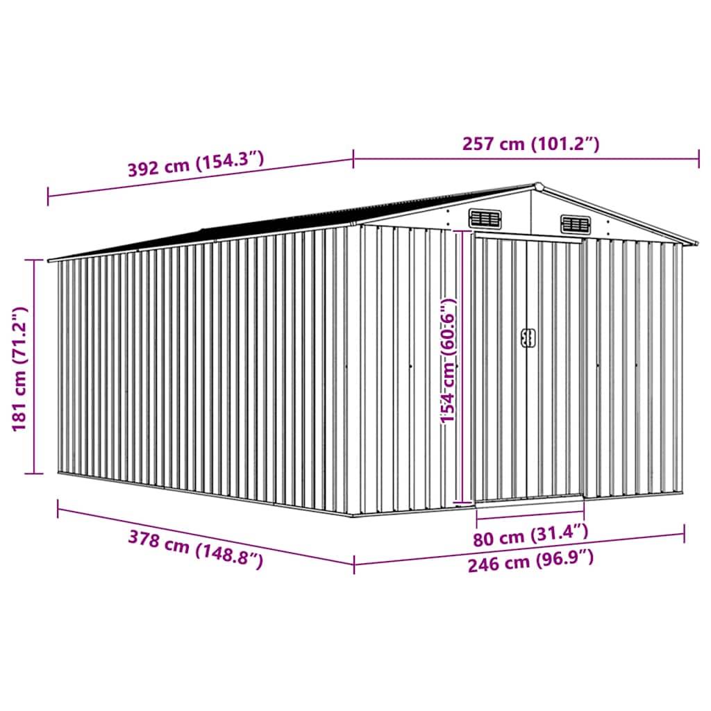 vidaXL Gerätehaus 257x392x181 cm Metall Braun-4