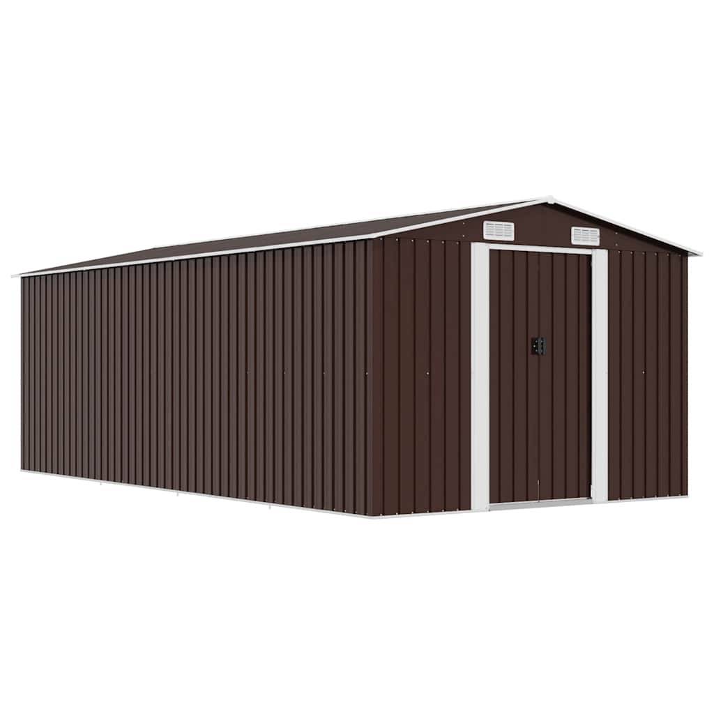vidaXL Gerätehaus 257x489x181 cm Metall Braun-0