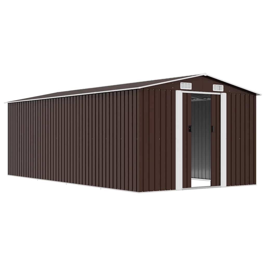 vidaXL Gerätehaus 257x489x181 cm Metall Braun-4