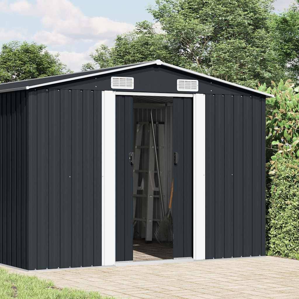 vidaXL Gerätehaus 257x489x181 cm Metall Anthrazit-2