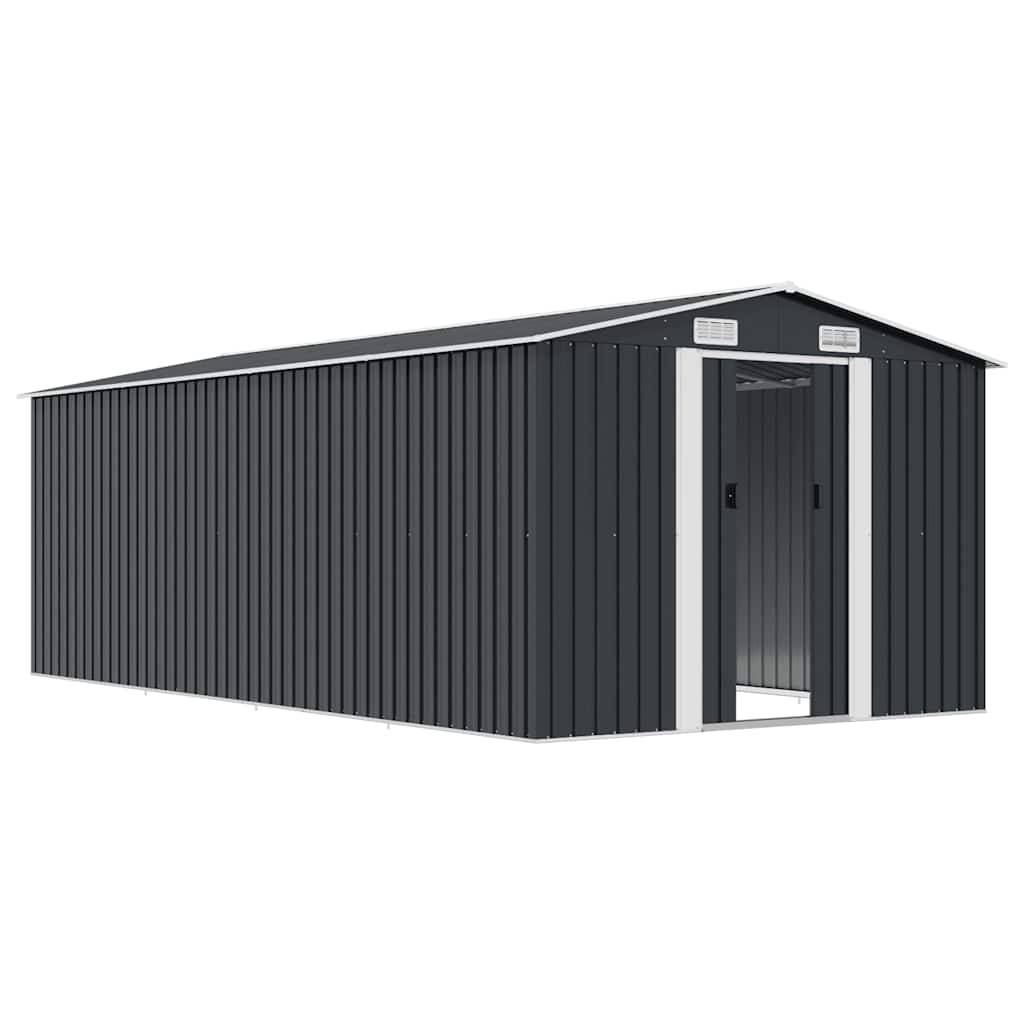 vidaXL Gerätehaus 257x489x181 cm Metall Anthrazit-3
