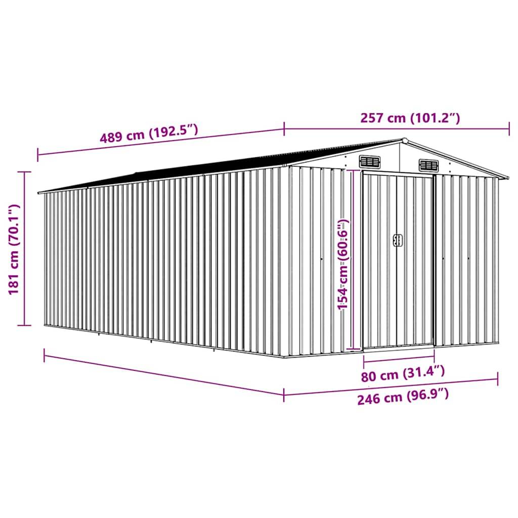 vidaXL Gerätehaus 257x489x181 cm Metall Anthrazit-4