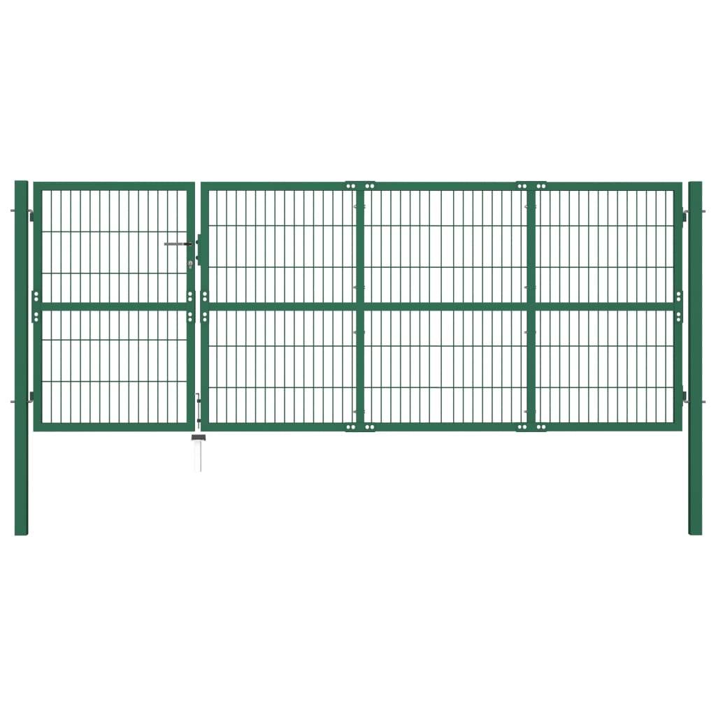vidaXL Gartentor mit Pfosten 350x120 cm Stahl Grün-0