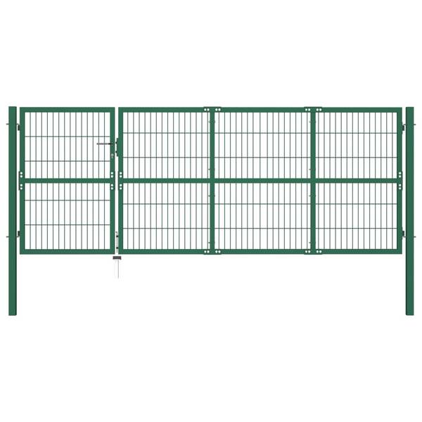 vidaXL Gartentor mit Pfosten 350x120 cm Stahl Grün