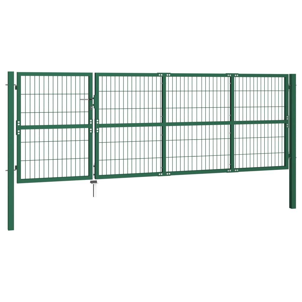 vidaXL Gartentor mit Pfosten 350x120 cm Stahl Grün-1