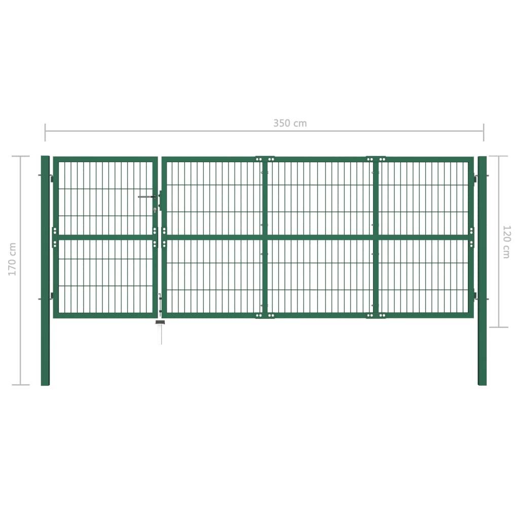 vidaXL Gartentor mit Pfosten 350x120 cm Stahl Grün-4