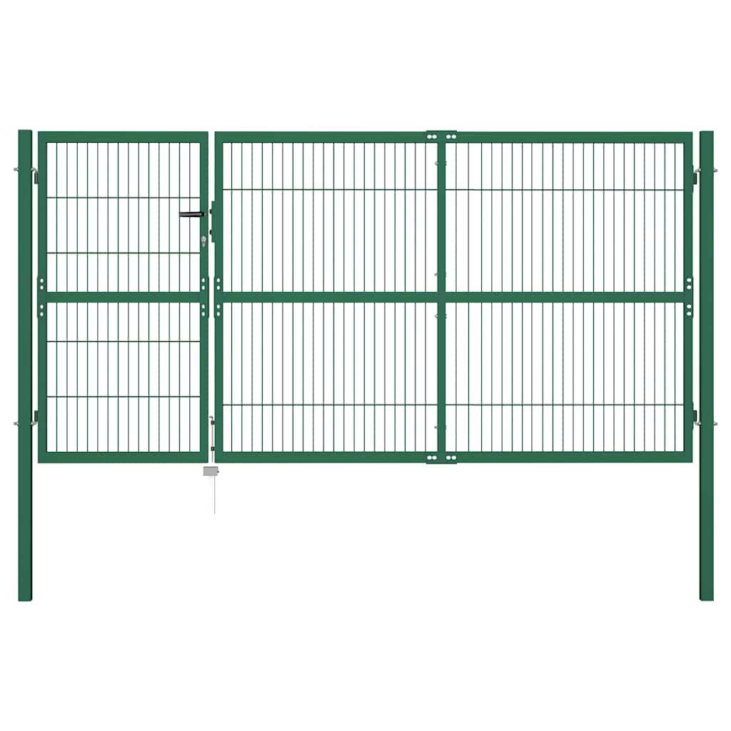 vidaXL Gartentor mit Pfosten 350x140 cm Stahl Grün-0