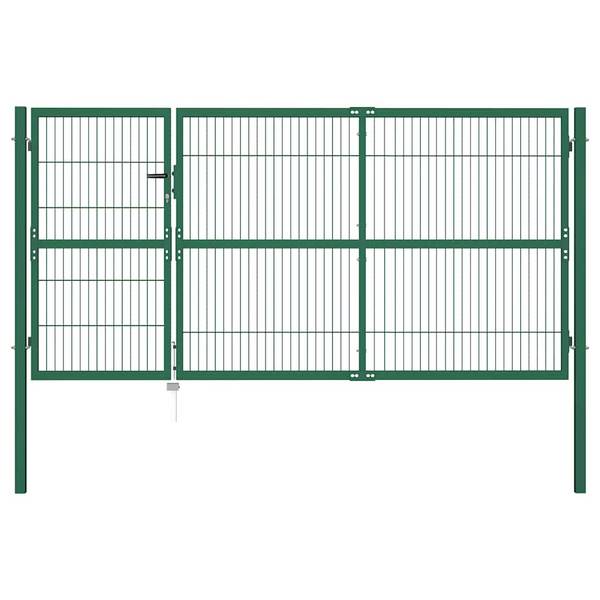vidaXL Gartentor mit Pfosten 350x140 cm Stahl Grün