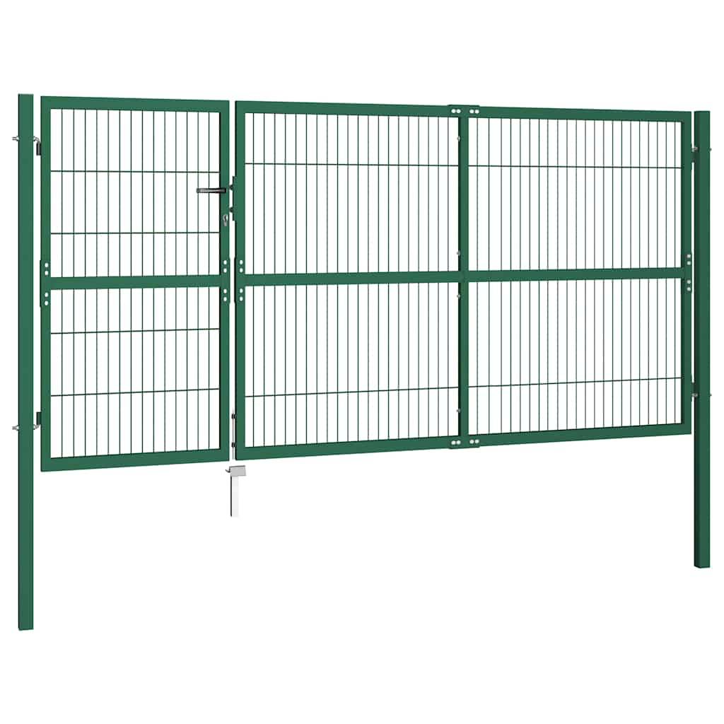 vidaXL Gartentor mit Pfosten 350x140 cm Stahl Grün-2
