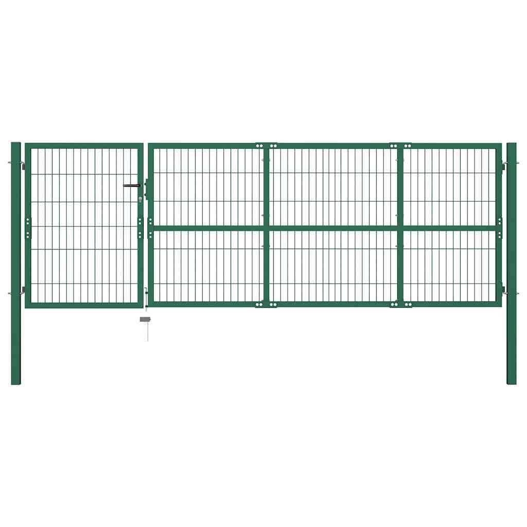 vidaXL Gartentor mit Pfosten 350x100 cm Stahl Grün-0
