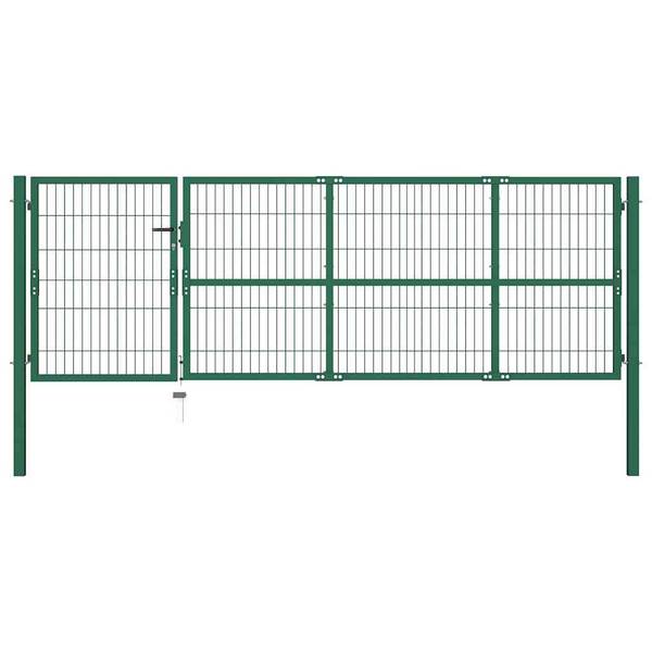 vidaXL Gartentor mit Pfosten 350x100 cm Stahl Grün