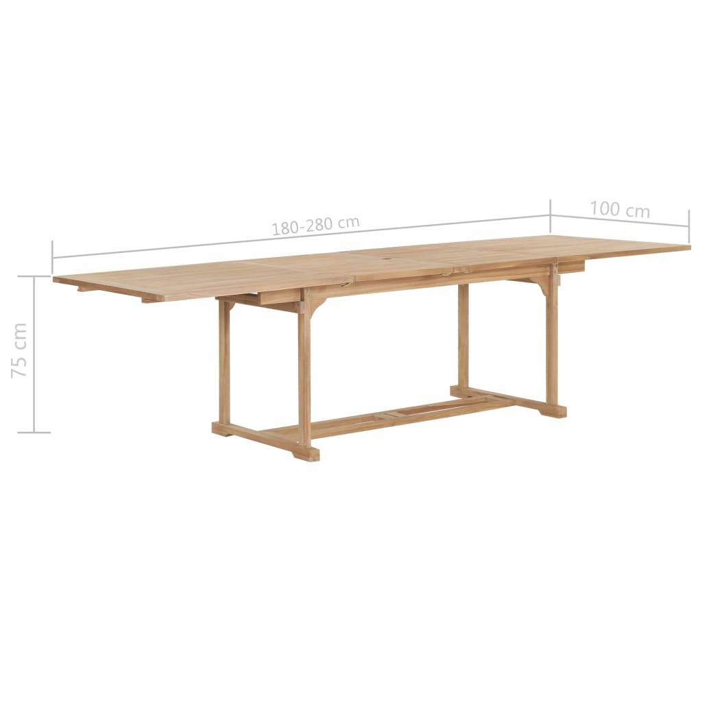vidaXL Garten-Ausziehtisch 180-280x100x75 cm Massivholz Teak-4