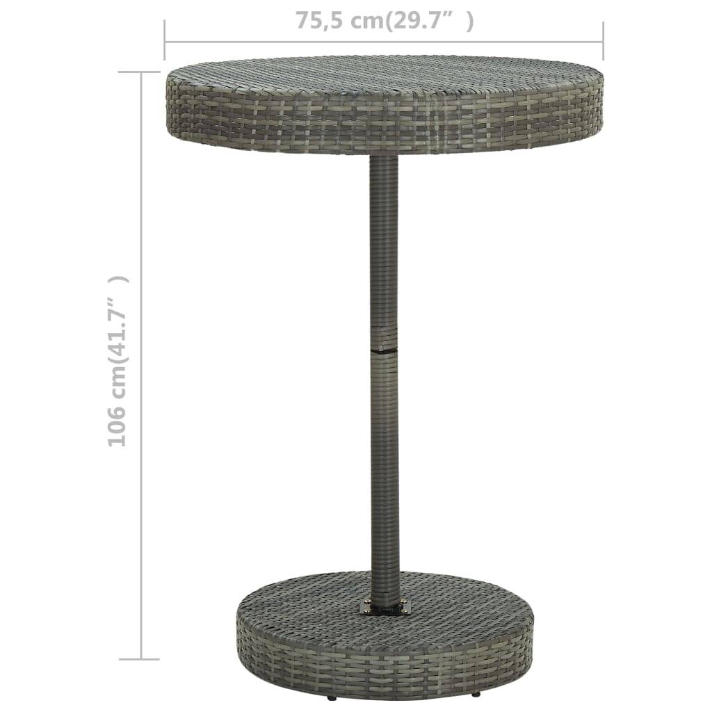 vidaXL Gartentisch Grau 75,5x106 cm Poly Rattan-4