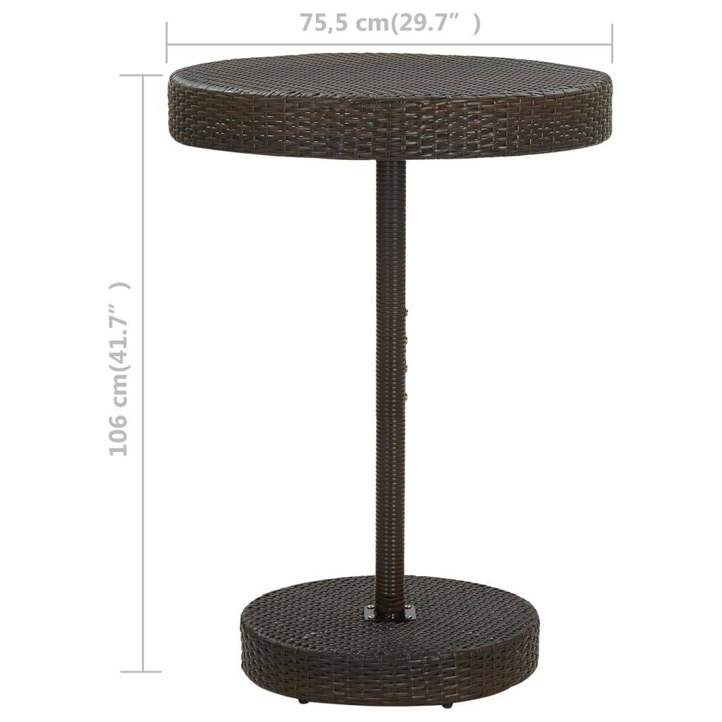 vidaXL Gartentisch Braun 75,5x106 cm Poly Rattan-4