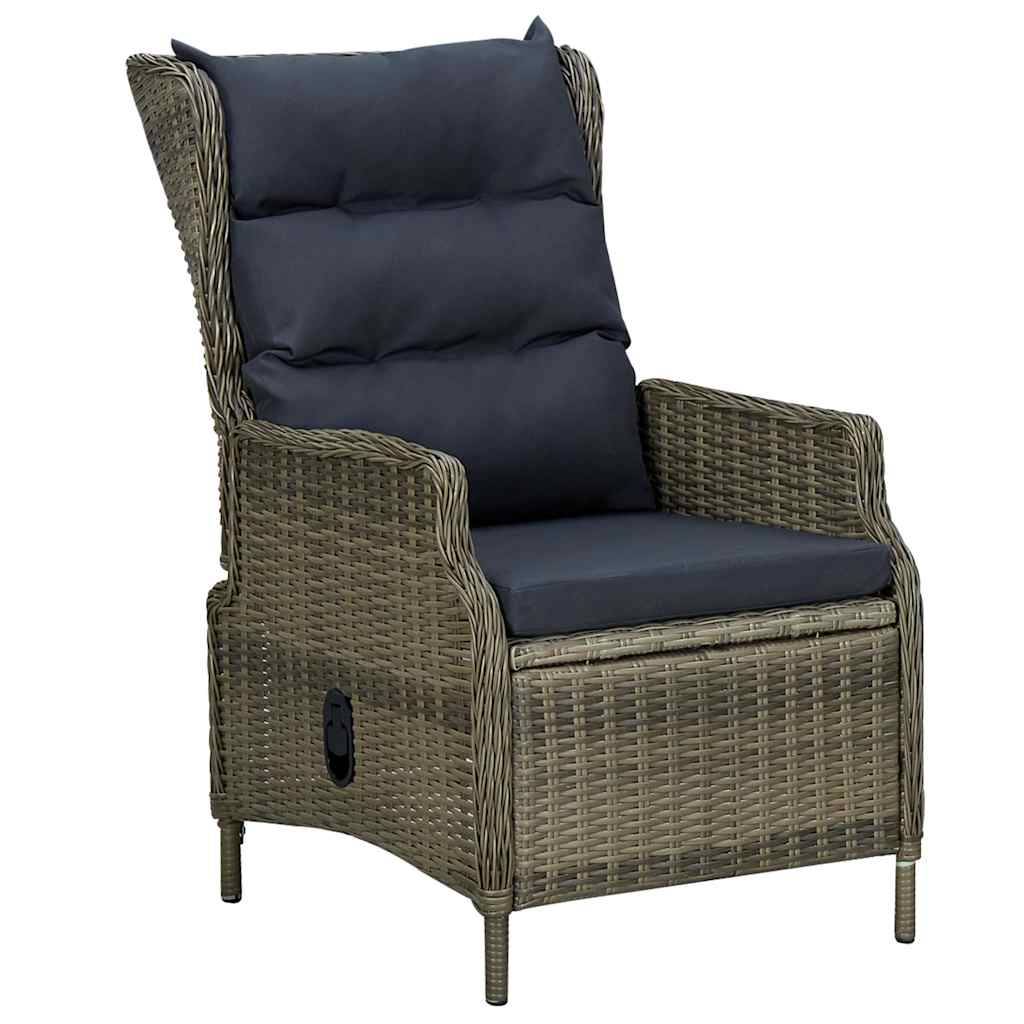 vidaXL Verstellbarer Gartensessel mit Auflagen Poly Rattan Braun-0