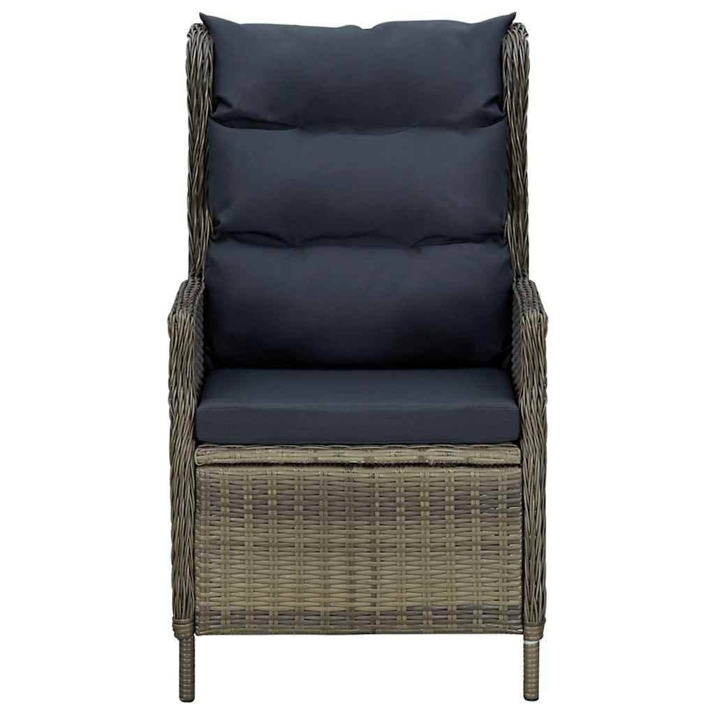 vidaXL Verstellbarer Gartensessel mit Auflagen Poly Rattan Braun-1