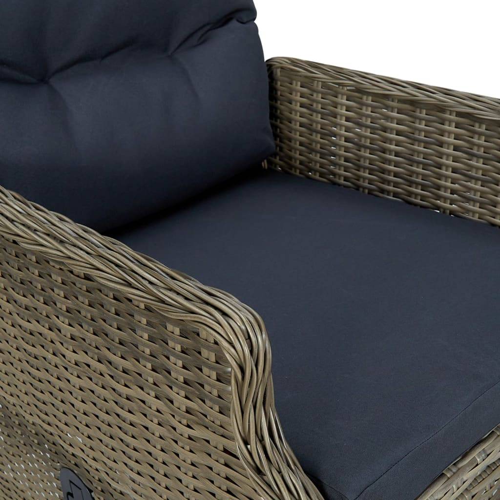 vidaXL Verstellbarer Gartensessel mit Auflagen Poly Rattan Braun-3