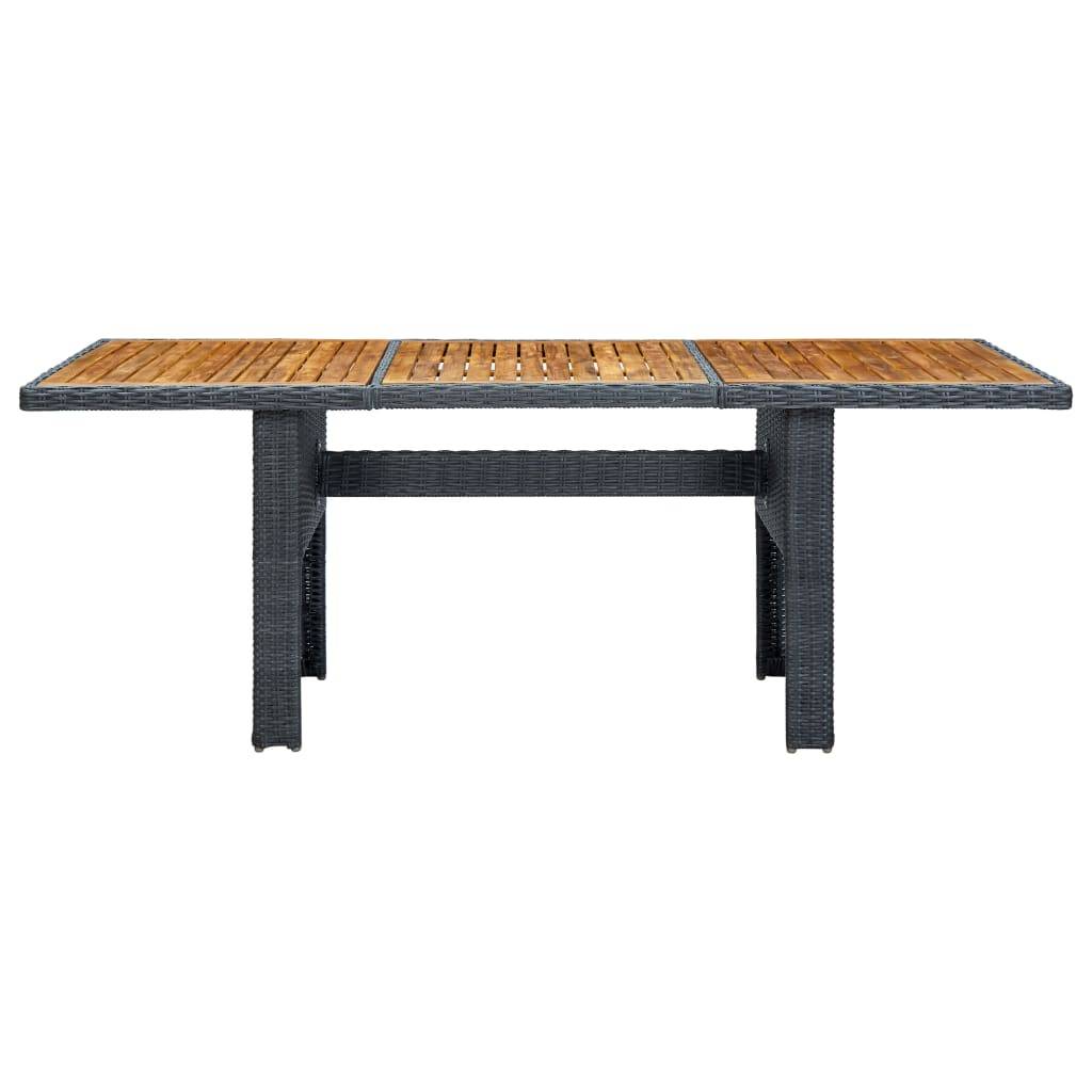 vidaXL Gartentisch Dunkelgrau Poly Rattan und Akazie Massivholz-1