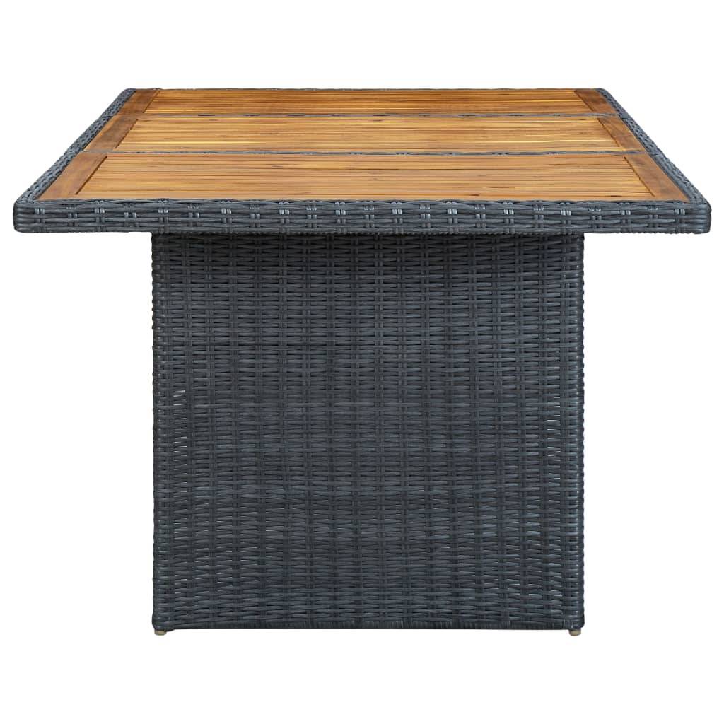 vidaXL Gartentisch Dunkelgrau Poly Rattan und Akazie Massivholz-2