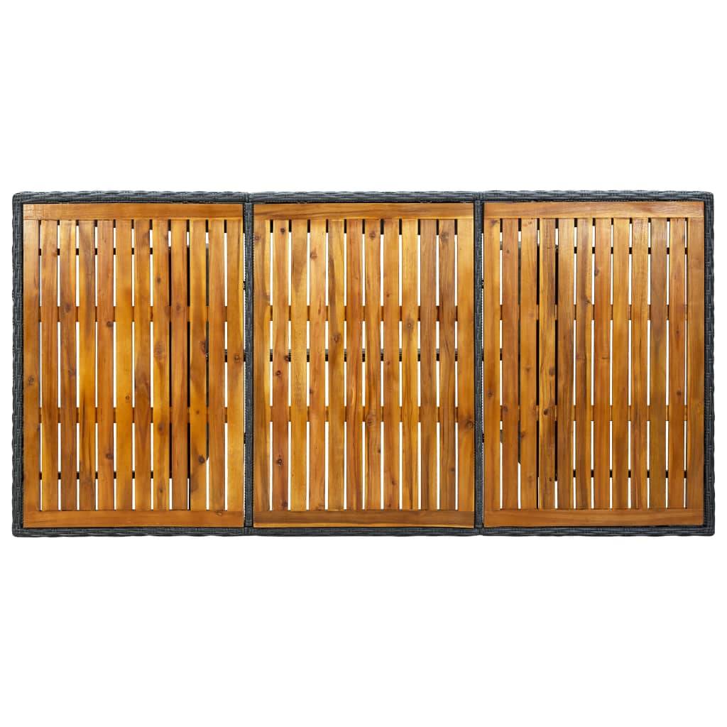 vidaXL Gartentisch Dunkelgrau Poly Rattan und Akazie Massivholz-3