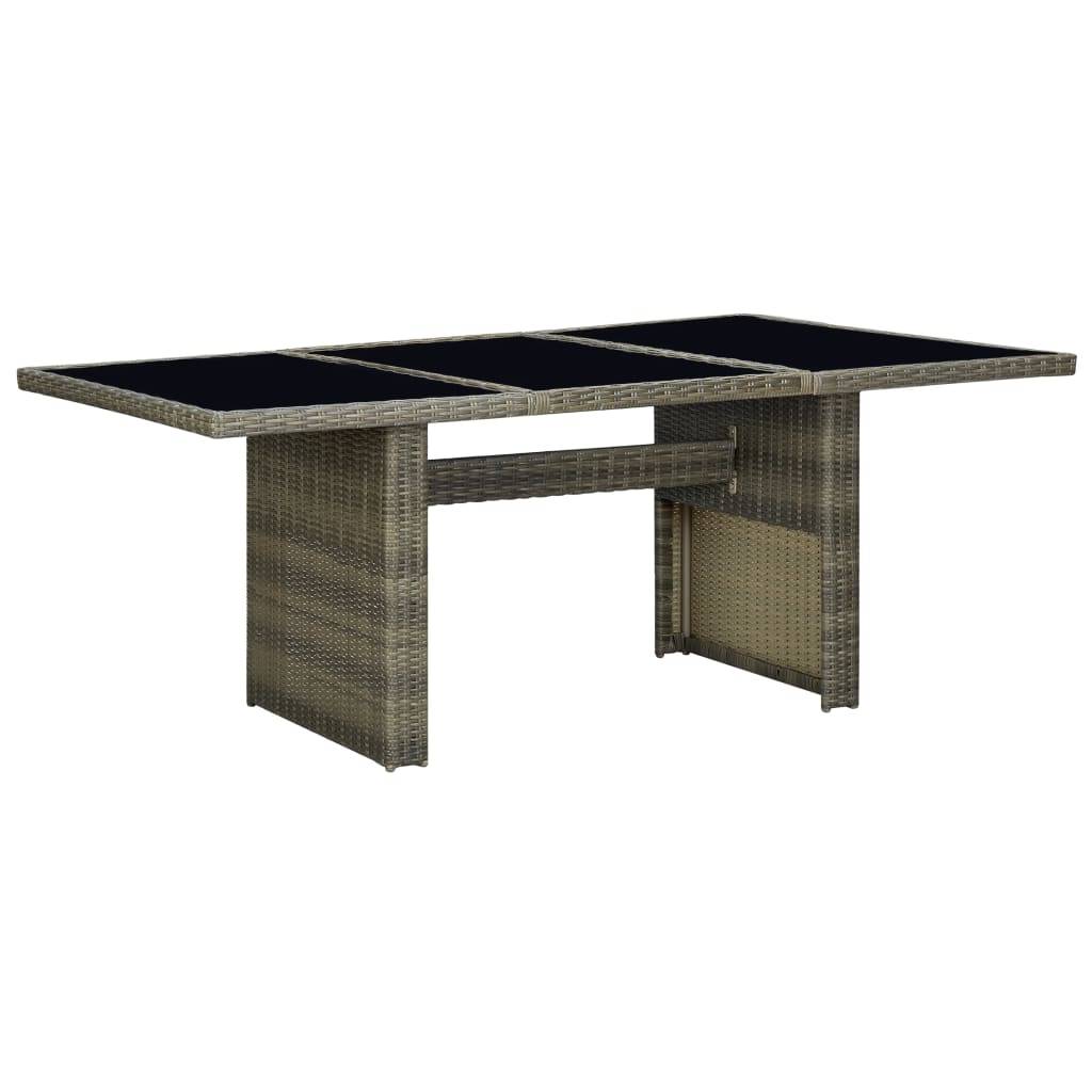 vidaXL Gartentisch Braun Poly Rattan und Hartglas-0
