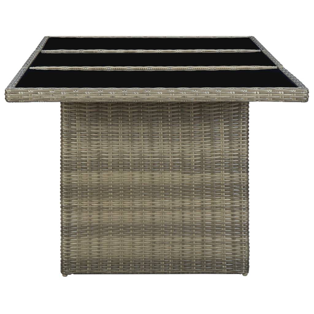 vidaXL Gartentisch Braun Poly Rattan und Hartglas-2