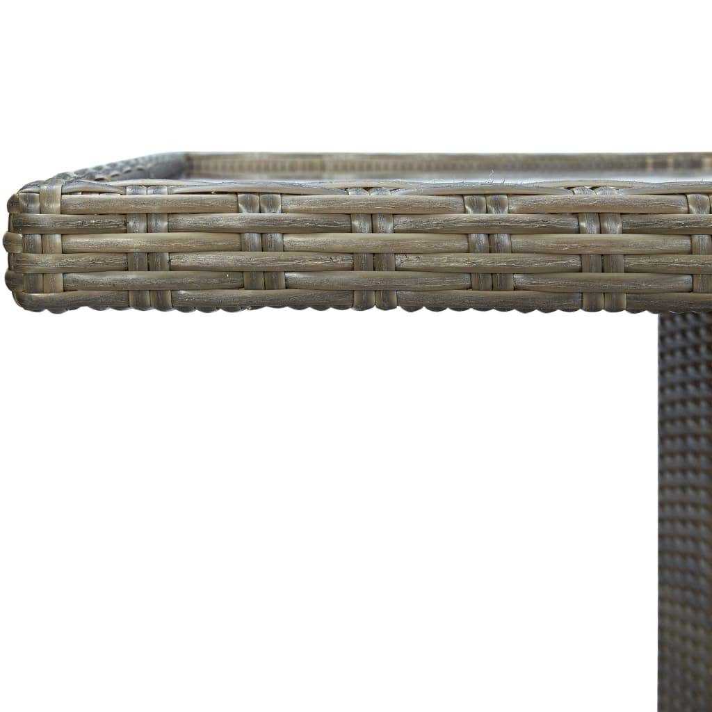 vidaXL Gartentisch Braun Poly Rattan und Hartglas-3