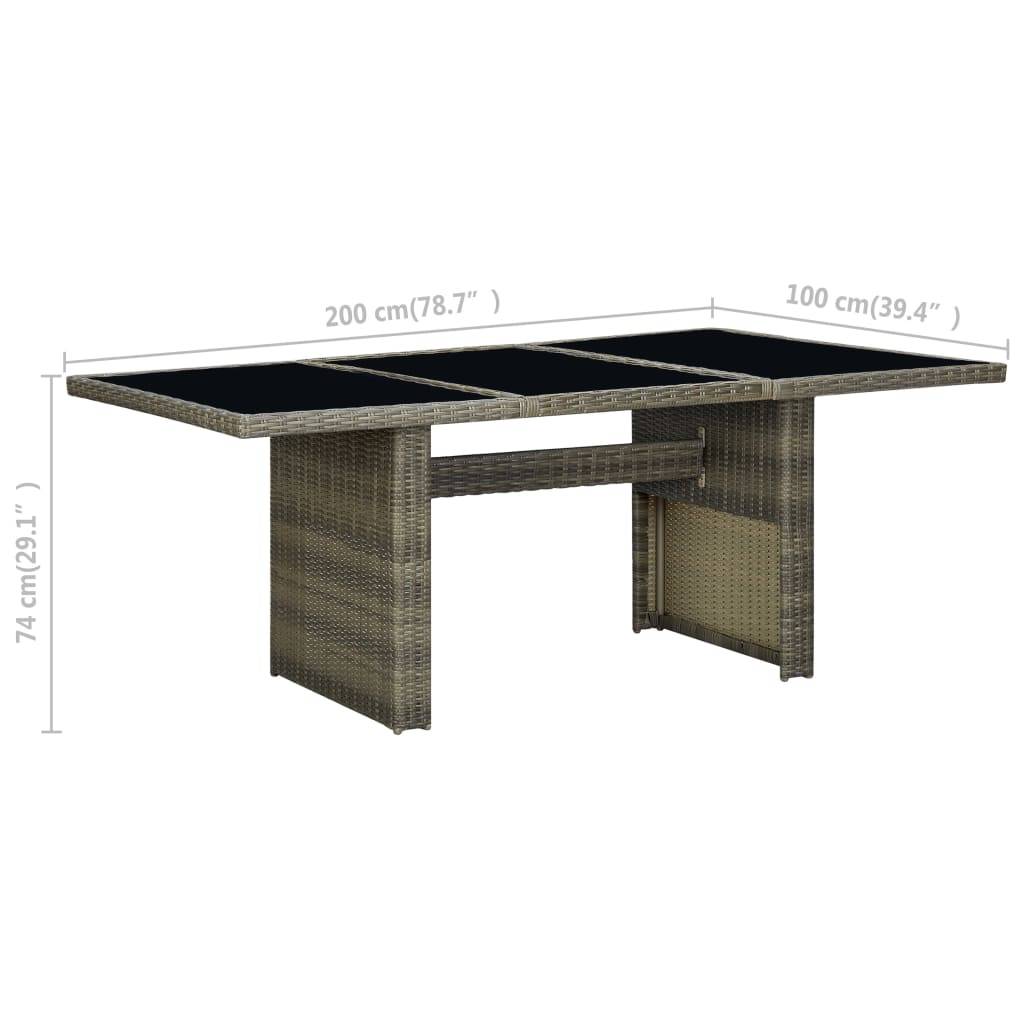 vidaXL Gartentisch Braun Poly Rattan und Hartglas-4