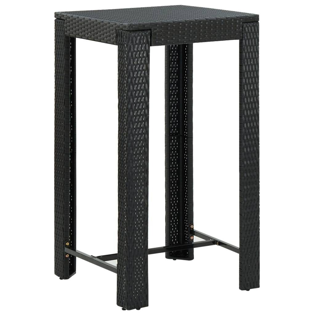 vidaXL Garten-Bartisch Schwarz 60,5x60,5x110,5 cm Poly Rattan-0