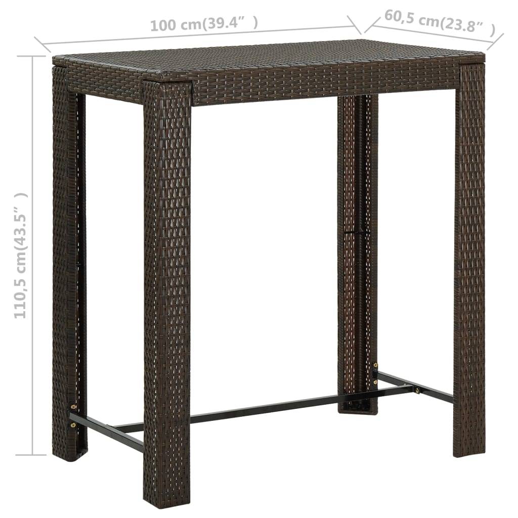 vidaXL Garten-Bartisch Braun 100x60,5x110,5 cm Poly Rattan-4
