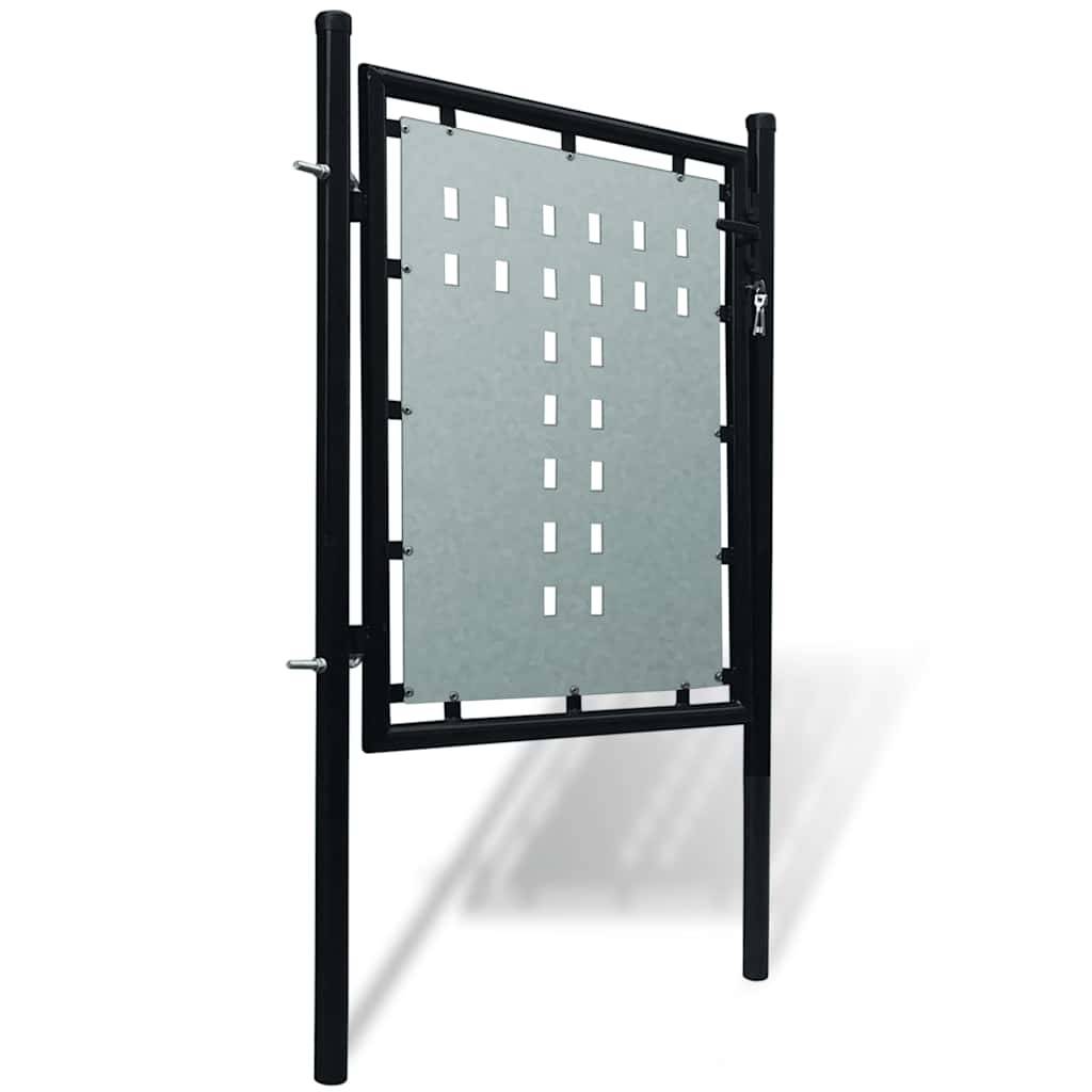 vidaXL Schwarzes Einzeltor für Zäune 100 x 75 cm-2